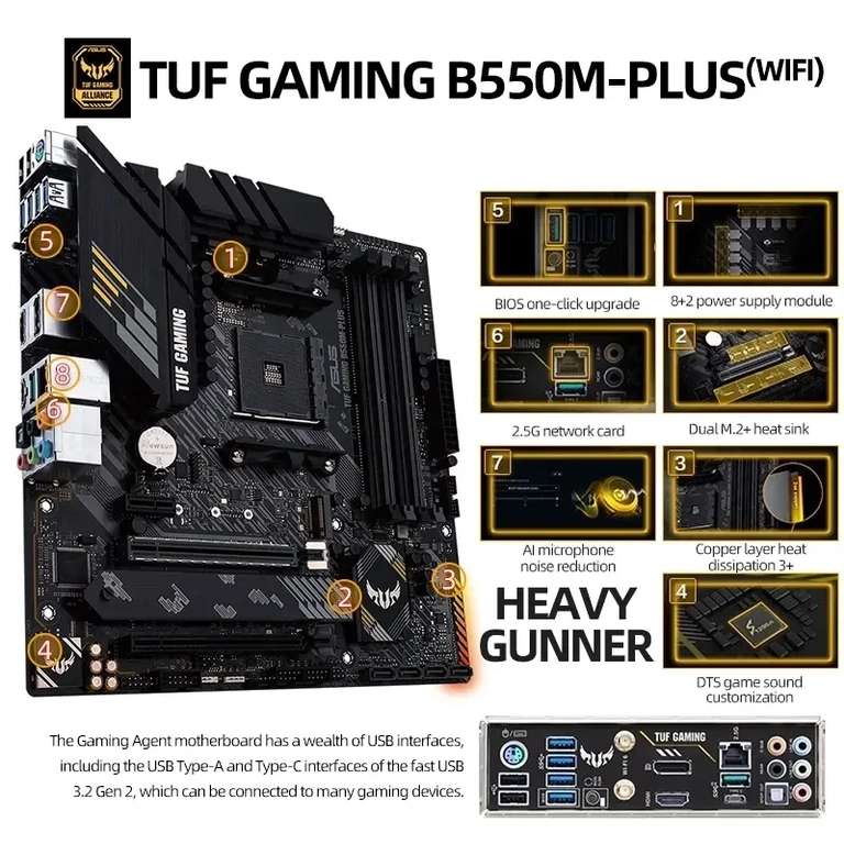 Материнская плата ASUS TUF GAMING B550M-PLUS WIFI