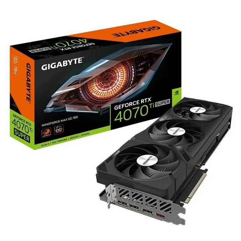 Видеокарта Gigabyte RTX 4070 Ti SUPER WINDFORCE MAX OC 16GB GDDR6X 256bit 3xDP HDMI 3FAN (через Сочи)