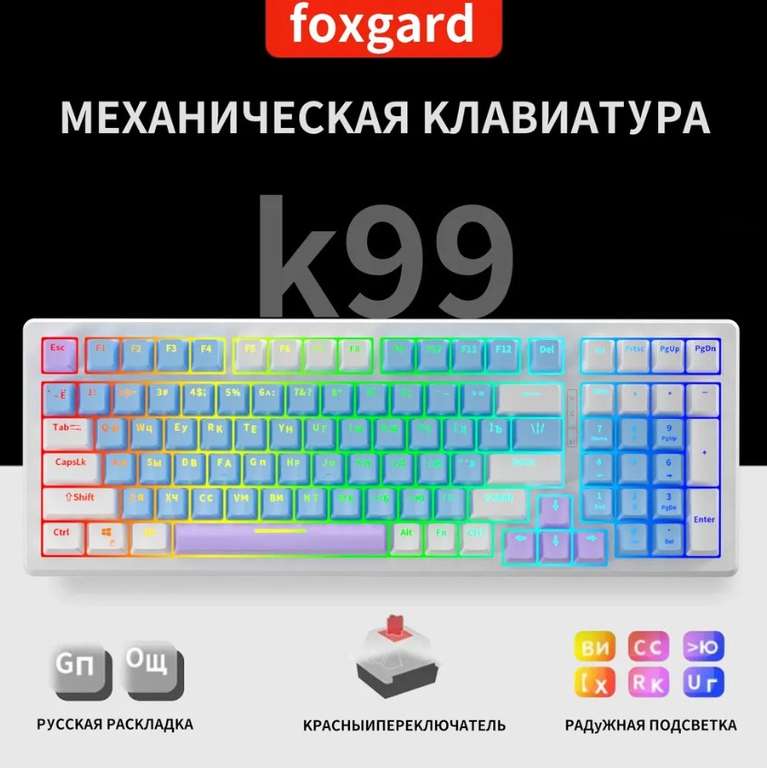 Механическая клавиатура с русской раскладкой foxgard (с Озон картой)