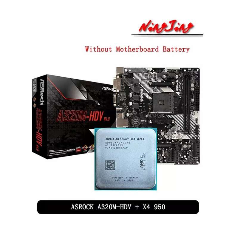 Материнская плата + процессор AMD X4 950 + ASROCK A320M HDV R4.0