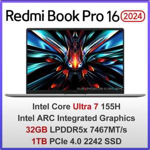 Ноутбук Xiaomi RedmiBook Pro 16 2024, 16", 2560x1600, intel Ultra 7, 32 Гб / 1 ТБ, Intel ARC Graphics, windows 11