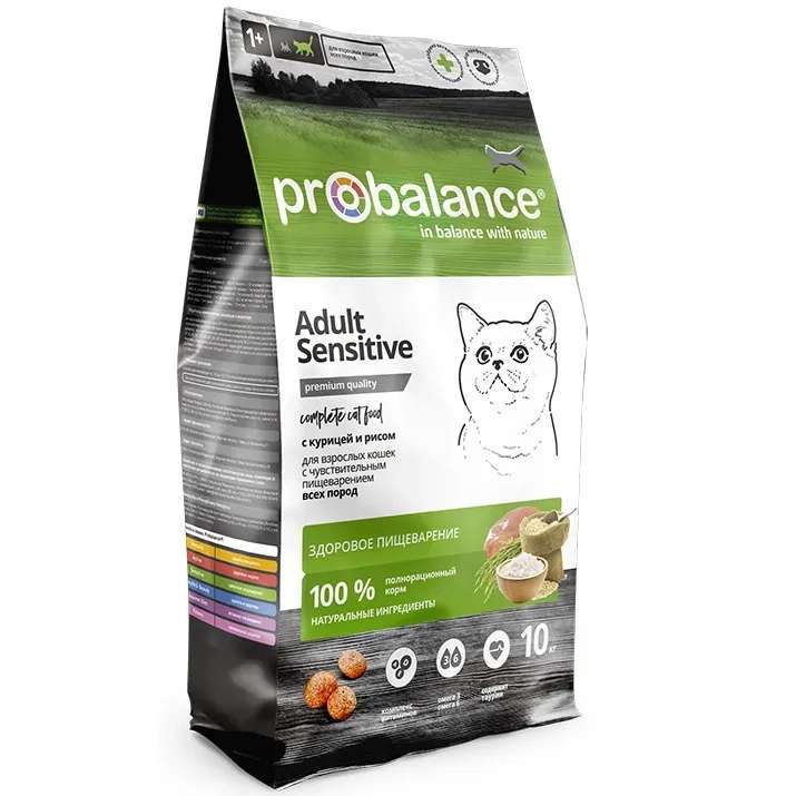 Корм сухой для кошек Probalance Sensitive 10 кг (цена с ozon картой)