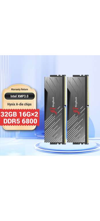 Оперативная память KingBank XMP DDR5 6800Mhz 2x16 ГБ (16 ГБ×2)