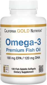 БАД California Gold Nutrion OMEGA-3 Premium Fish Oil, 180 EPA / 120 DHA, 100 мягких капсул MLI-00952