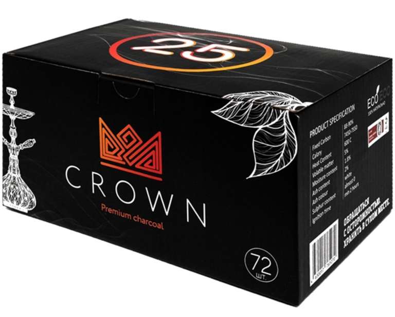 Уголь Crown, 25 мм., 72 шт.
