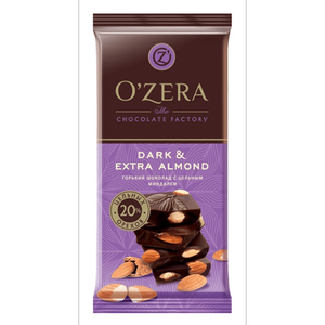 KDV «OZera», шоколад горький с цельным миндалем Dark & Extra Almond, 90 г