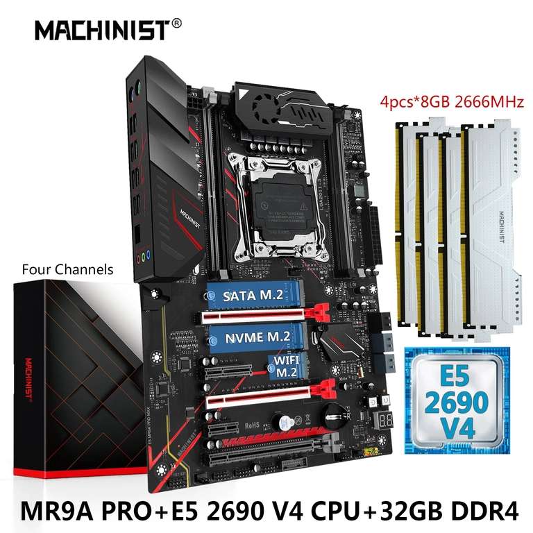 MACHINIST MR9A PRO X99 комплект материнской платы LGA 2011-3 Xeon E5 2690 V4 комплект процессора 2*16 Гб DDR4 ОЗУ 2666 МГц память