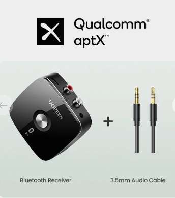 Bluetooth 5,1 в машину / Ресивер (приемник) UGREEN 40759 Bluetooth 5,1 RCA AUX с кодеком aptX HD
