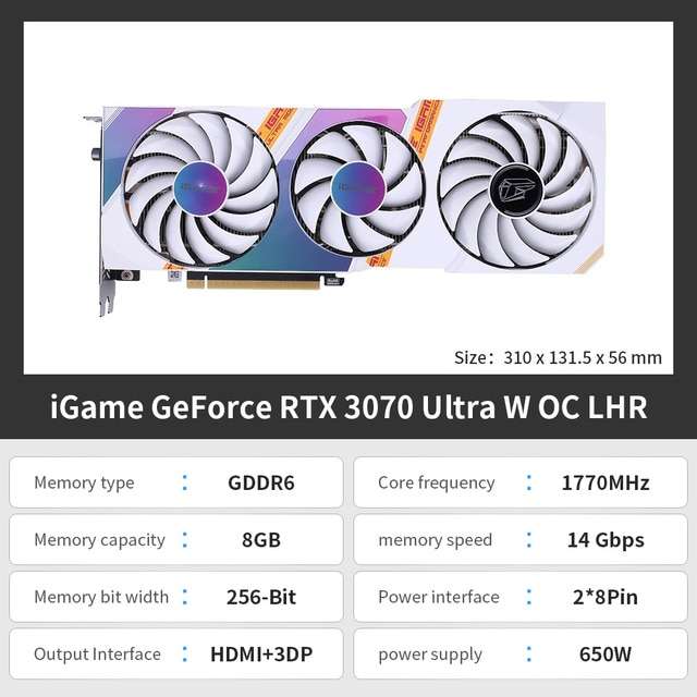 Видеокарта Colorful iGame GeForce RTX 3070 (64459₽ через QIWI)