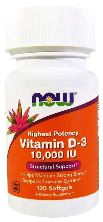 Витамин D Now Vitamin D-3 10000 Me 120 гелевых капсул + 71% бонусов