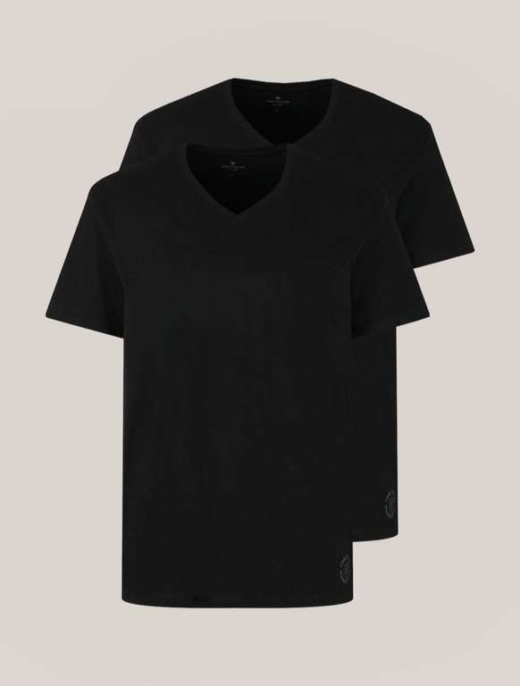 Базовые футболки Tom Tailor 2 штуки, черный цвет, размер 50