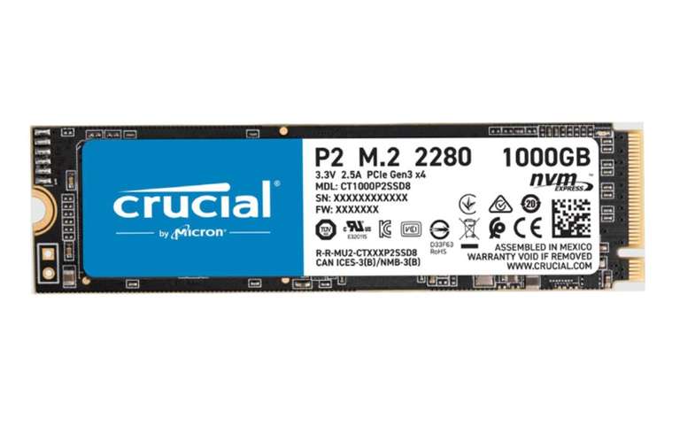 M.2 SSD накопитель Crucial P2, 1000 Гб, PCIe Gen3x4 2280