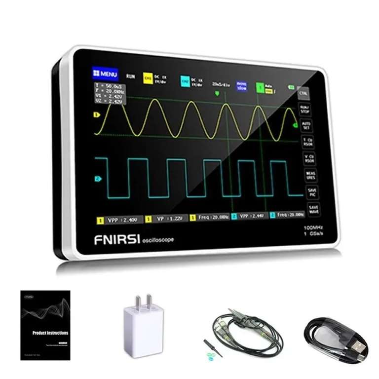 FNIRSI-1013D цифровой планшетный осциллограф двухканальный 100M, полоса пропускания частота дискретизации 1GS (из-за рубежа)