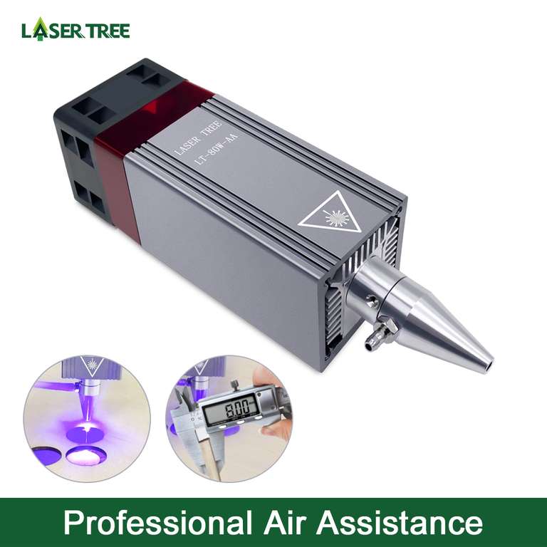 Лазерная головка с воздушным помощником и металлическим соплом Laser Tree LT-80W-AA