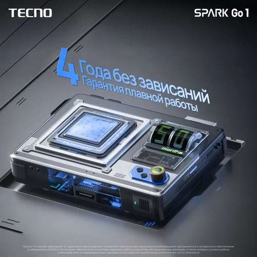 Смартфон Tecno SPARK GO 1 Ростест (EAC) 4/128 ГБ, белый