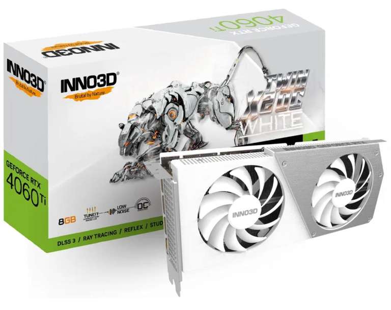 Inno3D Видеокарта GeForce RTX 4060 Ti TWIN X2 OC WHITE 8 ГБ (с картой Ozon)