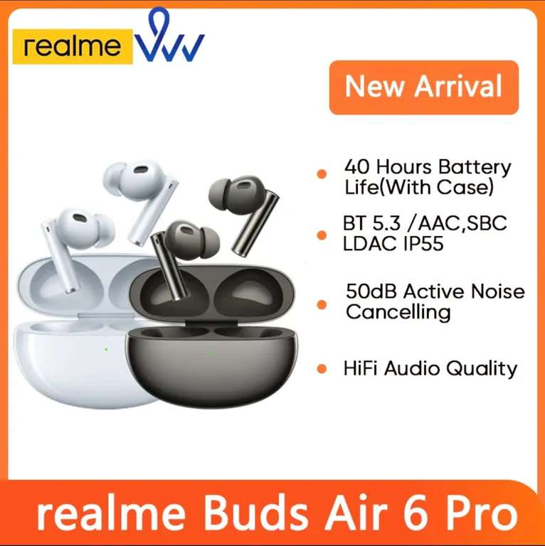 Наушники TWS Realme Buds Air 6 Pro (3796₽ с промокодом)