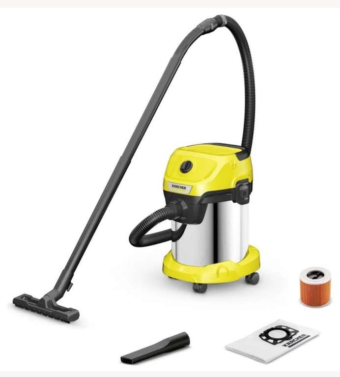 Хозяйственный пылесос KARCHER WD 3 S, 1000 Вт, черный/желтый