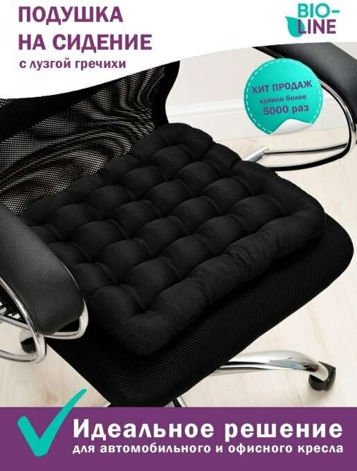 Подушка на стул Bio-Line с лузгой гречихи, 40 х 40 см