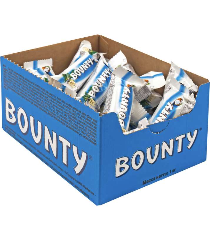 Конфеты шоколадные батончики Bounty Minis, 1 кг / Кокос, шоколад