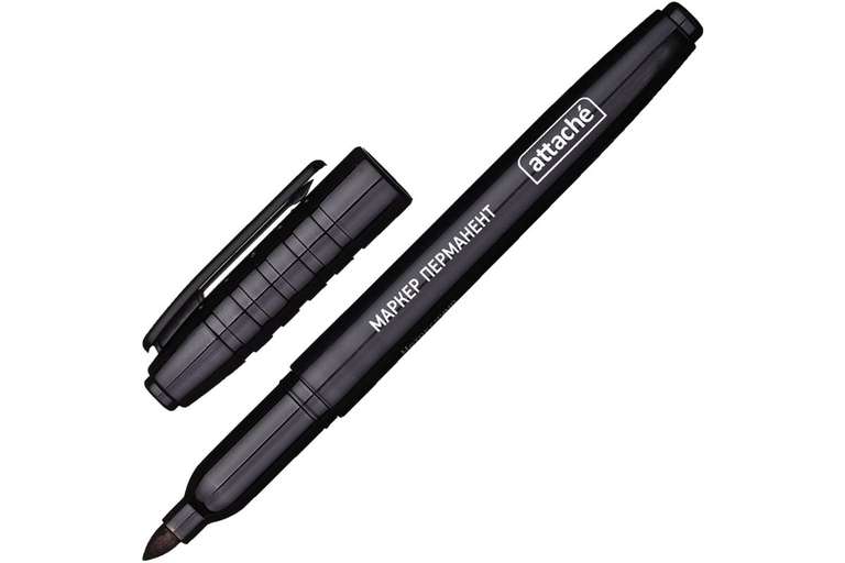 Перманентный маркер Attache черный 3 мм
