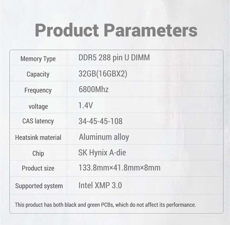 Оперативная память KingBank DDR5 6800Mhz 2x16 ГБ (из-за рубежа) (цена с ozon картой)