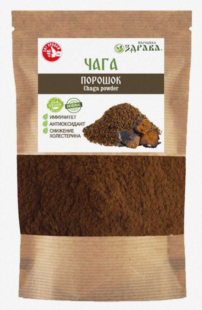 Чага порошок 500 г. Народная Здрава (по Ozon карте)