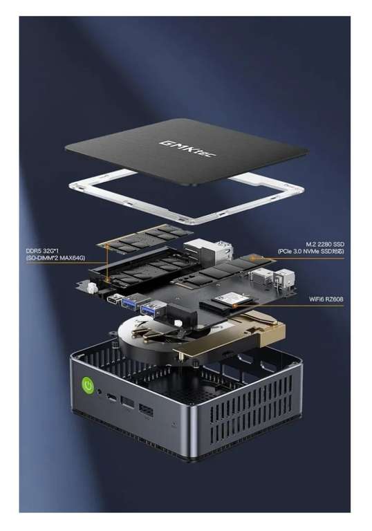 Мини-ПК GMKtec K2 AMD Ryzen 7 7735HS, ,Windows 11, 16/512, PCIe4.0 Nvme SSD WIFI6 BT5.2 (из-за рубежа, по Ozon карте)