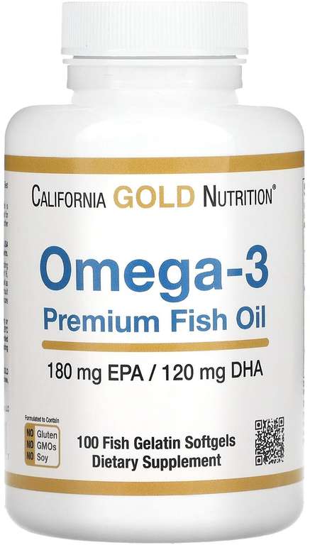 БАД California Gold Nutrition Omega-3 Premium Fish Oil, 100 капс.