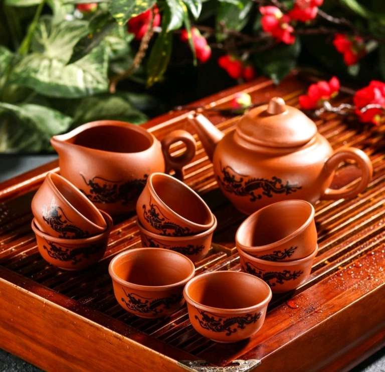 Набор для чайной церемонии Дракон 10 предм: чайник 14x9,5x8,5 см, 8 чашек, чахай 150 мл