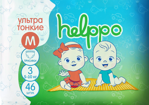 Подгузники трусики helppo, ультратонкие, размер М (5-10кг), 46 шт