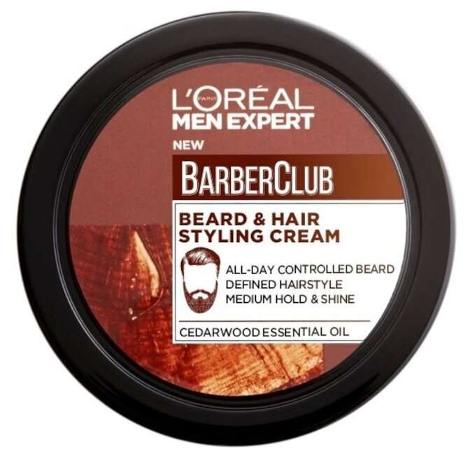 Крем-стайлинг для бороды L'Oreal Paris Barber Club с маслом кедрового дерева, 75 мл