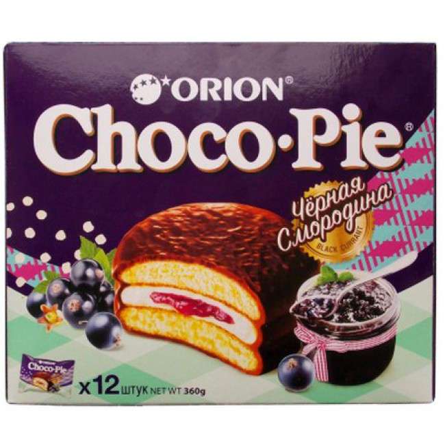 Пирожное Orion Choco Pie черная смородина 360 г (12 шт)