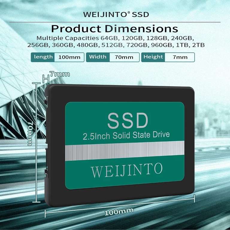 Внутренний диск SSD WEIJINTO, 128 Гб (и другие объёмы)