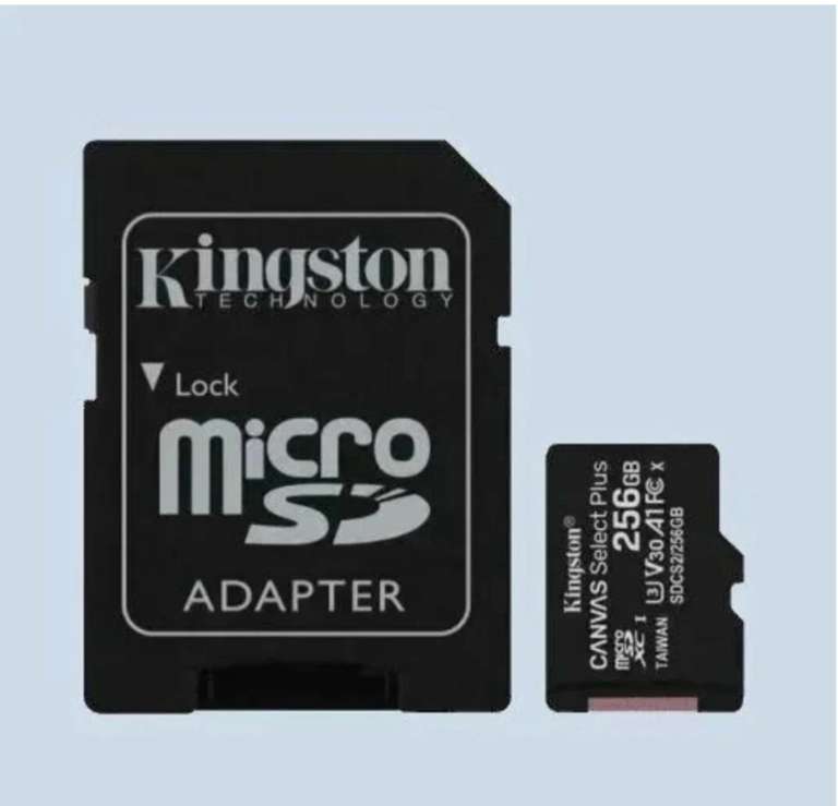Карта памяти Kingston microSDHC 256 ГБ Class 4, R 4 МБ/с, адаптер на SD