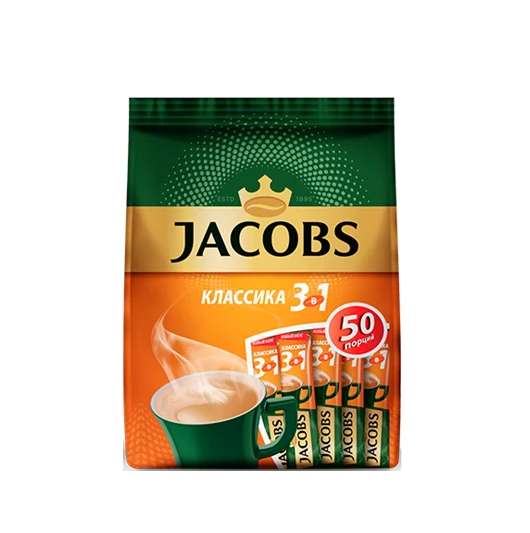 Растворимый кофе Jacobs 3 в 1 Классика, в стиках, 50 уп., 600 г