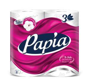 Туалетная бумага Papia 3х слойная, 4 рулона, при покупке от 3 упаковок