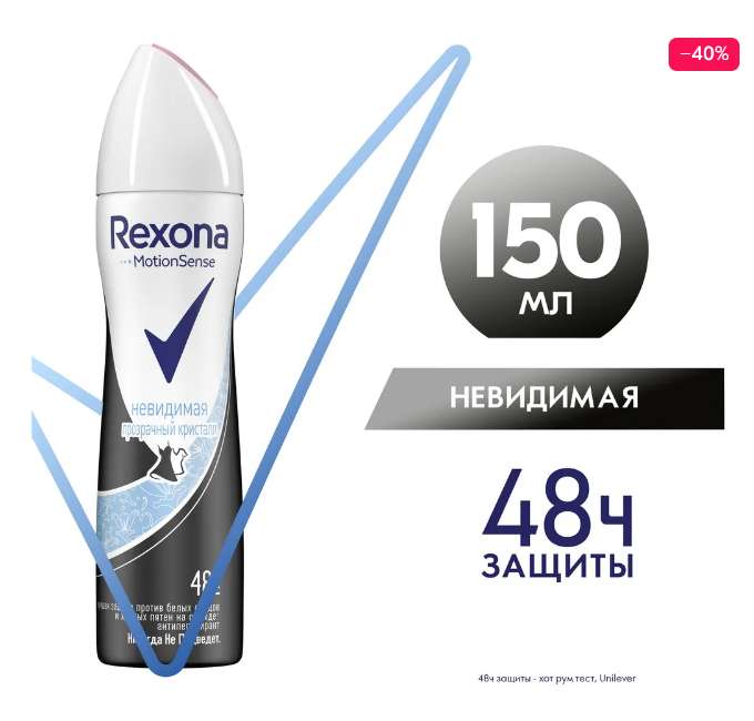 Антиперспирант-спрей женский Rexona Невидимая прозрачный кристалл ...