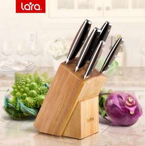 Набор ножей LARA LR05-57, 6 предметов: Подставка (акация) +5 ножей, двухслойная сталь