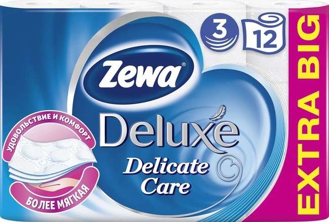Туалетная бумага Zewa Deluxe Белая (3 слоя, 12 рул.)