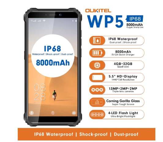 Смартфон OUKITEL WP5 4+32 Гб, 8000 мАч, IP68