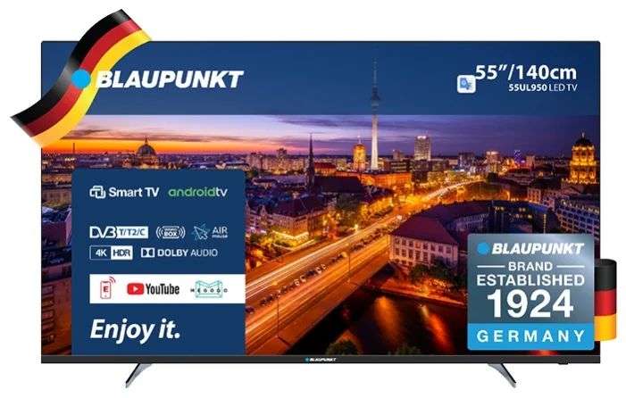 55" телевизор LED Blaupunkt 55UL950T, 2 пульта, Android TV