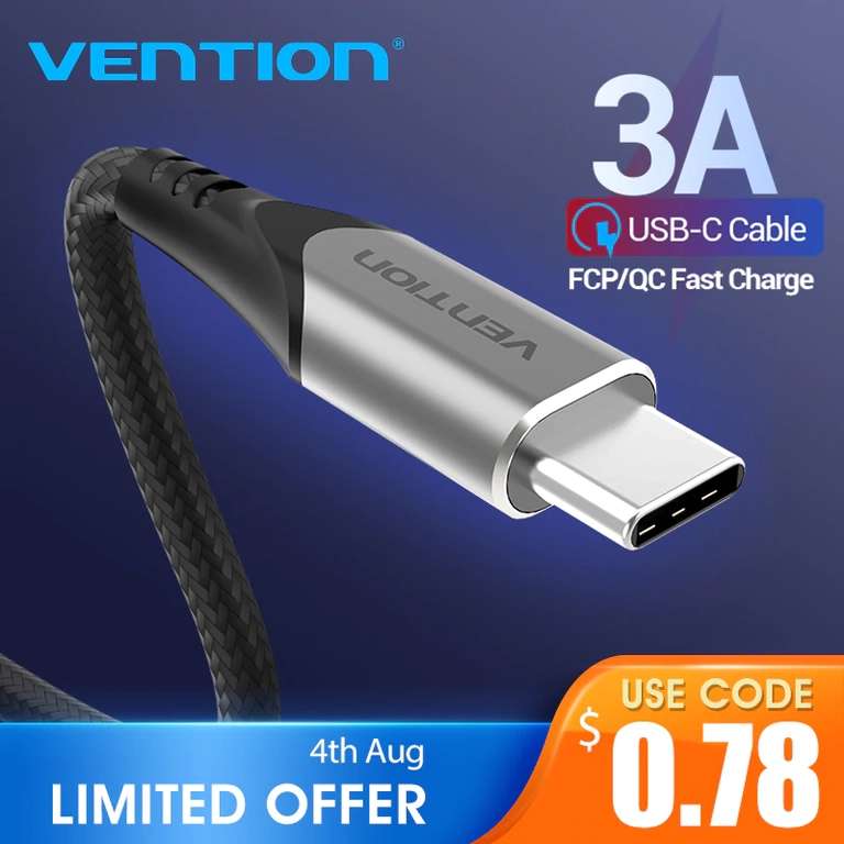 Vention USB Type C кабель 3A зарядный кабель
