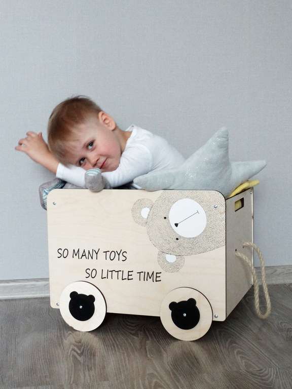 Деревянный ящик для игрушек Мишка