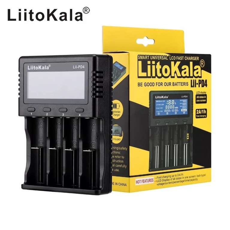 Зарядное устройство LiitoKala для батарей Lii PD4 18650, 26650, 21700, 18350 / AA, AAA / 3.7В, 3.2В, 1.2В
