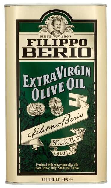 Масло оливковое Filippo Berio Extra Virgin, жестяная банка, 3 л.