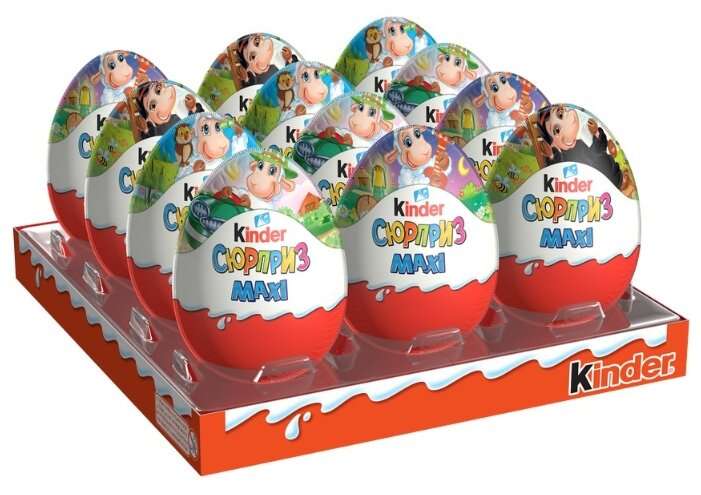 Шоколадное яйцо Kinder Сюрприз Maxi, коробка (12 шт.) 62% скидка