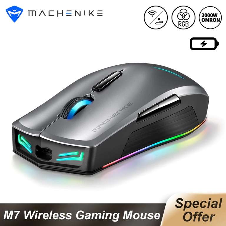 Игровая мышь Machenike M7 на OMRON, сенсоры PMW3212/PMW3335 и RGB подсветка