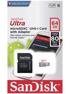 Карта памяти Sandisk Ultra, 64Gb, microSDXC