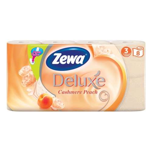 Туалетная бумага Zewa Делюкс: белая / с ароматом персика, 3-слойная, 8 рулонов